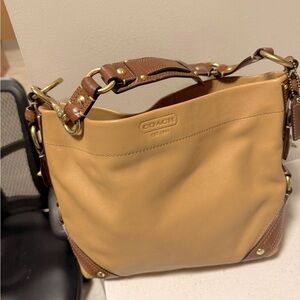 Coach Carly Tan Leather Shoulder Bag